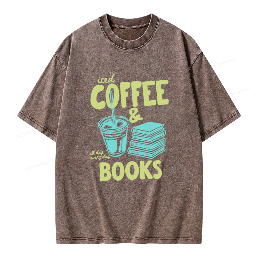 Pagewings Coffee And Books Unisex Washed T-shirt