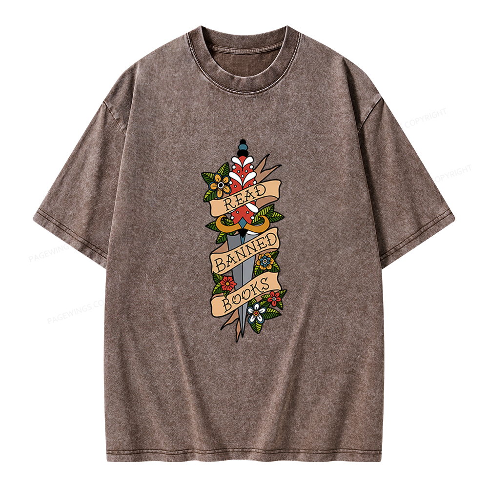 Pagewings Banned Books Unisex Washed T-shirt