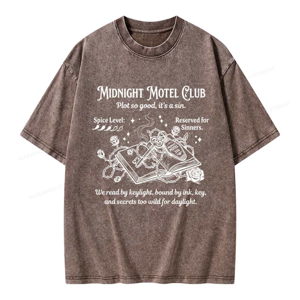 Pagewings Midnight Motel Club Unisex Washed T-shirt