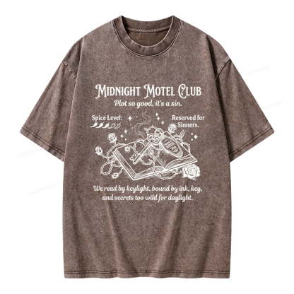 Pagewings Midnight Motel Club Unisex Washed T-shirt