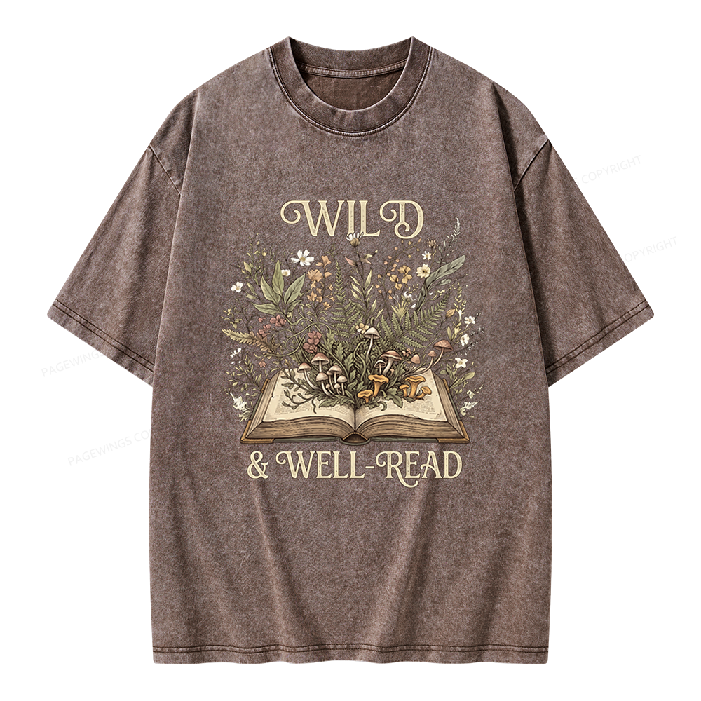 Pagewings Wild And Well-Read Unisex Washed T-shirt