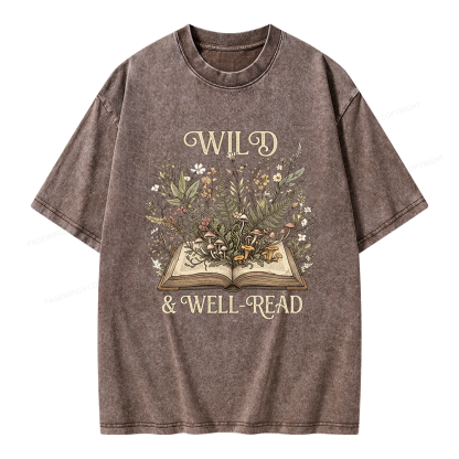 Pagewings Wild And Well-Read Unisex Washed T-shirt