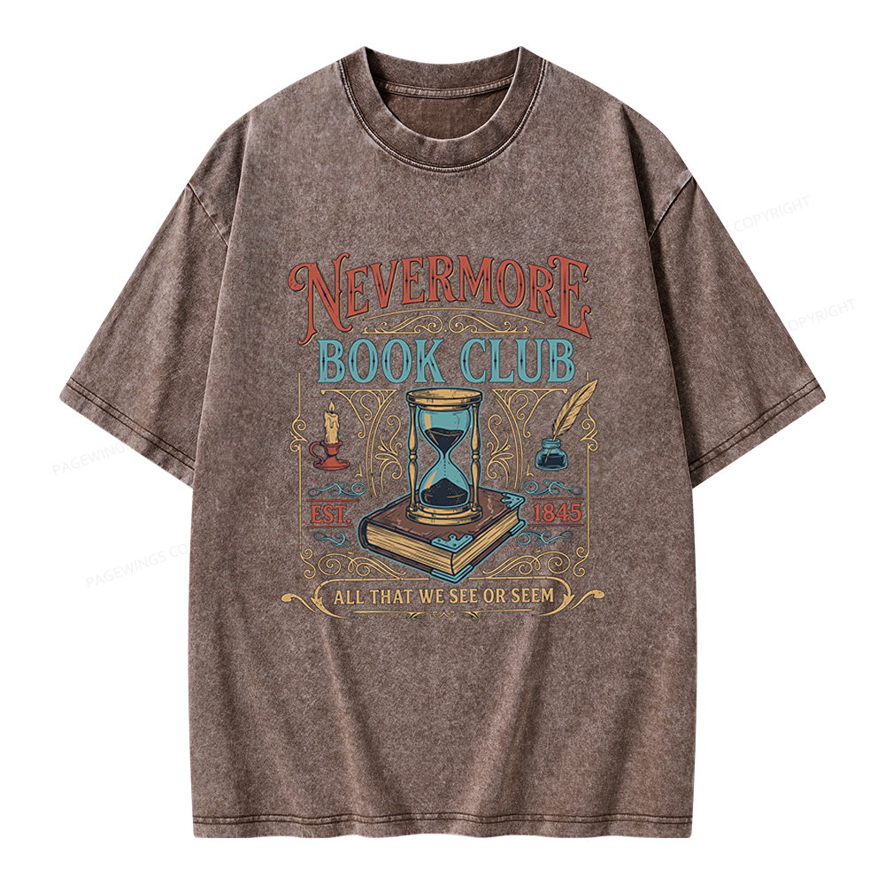 Pagewings Nevermore Book Club Unisex Washed T-shirt