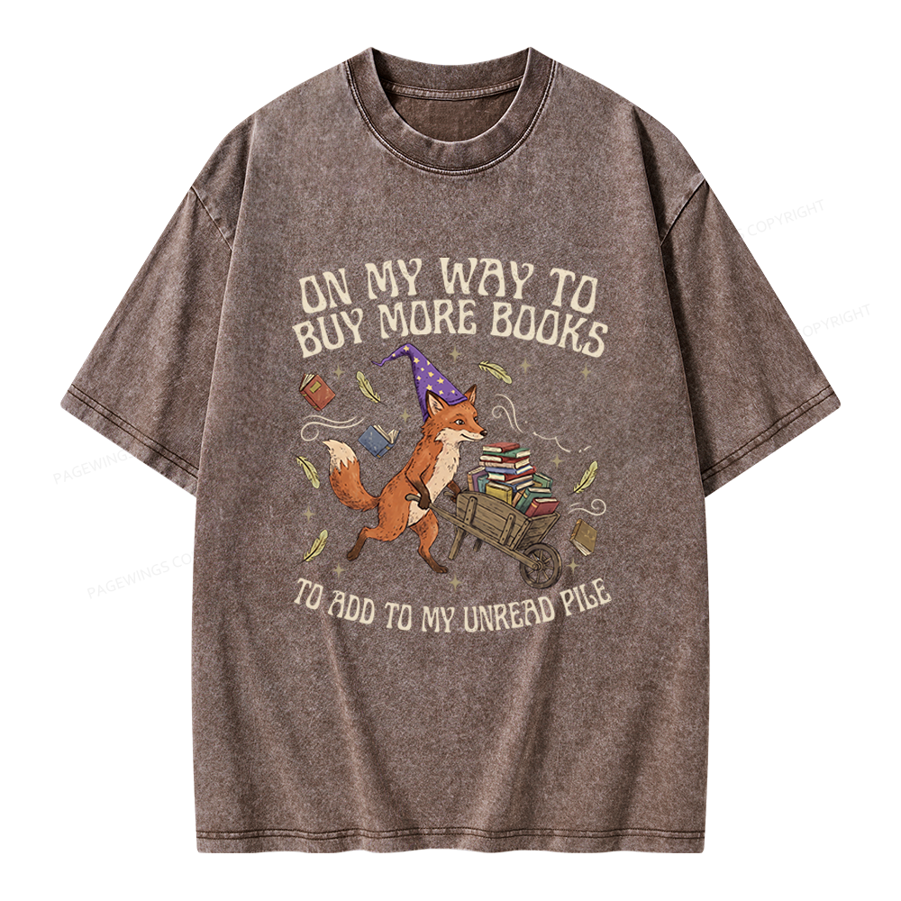 Pagewings On My Way To Buy More Books Unisex Washed T-shirt