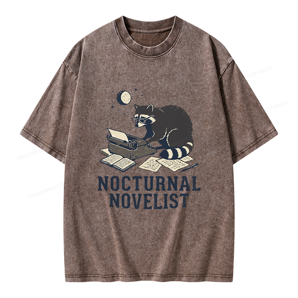 Pagewings Nocturnal Novelist Unisex Washed T-shirt