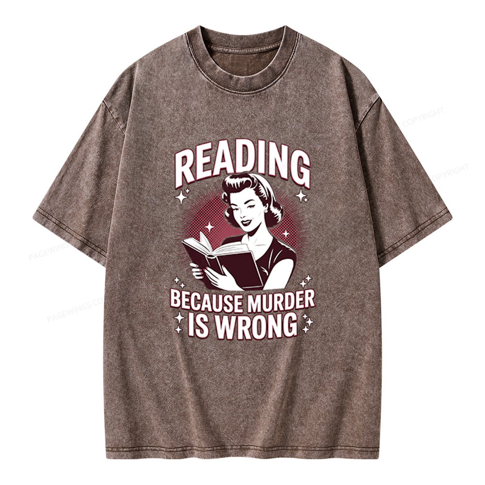 Pagewings Funny Book Lover Unisex Washed T-shirt