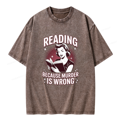 Pagewings Funny Book Lover Unisex Washed T-shirt
