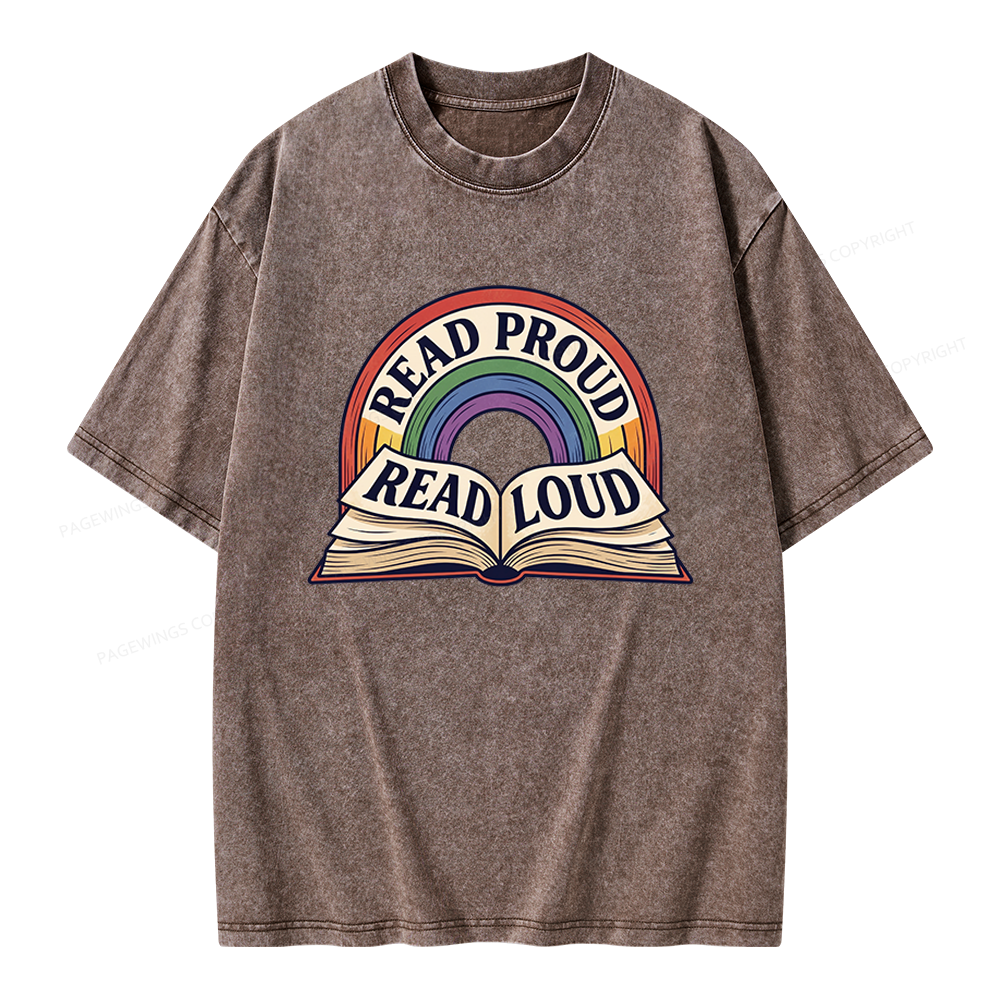 Pagewings Read Proud Read Loud Unisex Washed T-shirt