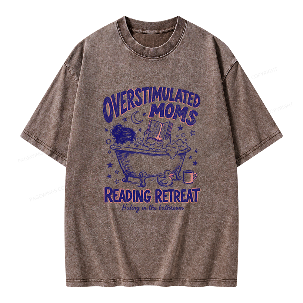 Pagewings Overstimulated Moms Reading Retreat Unisex Washed T-shirt