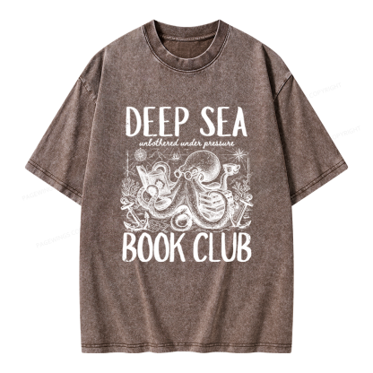 Pagewings Deep Sea Book Club Unisex Washed T-shirt