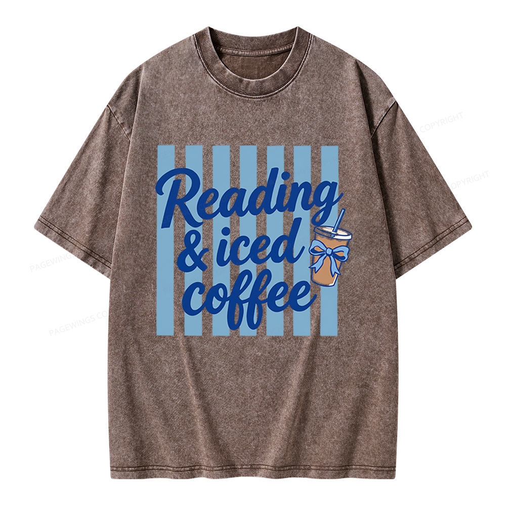 Pagewings Reading And Iced Coffee Unisex Washed T-shirt