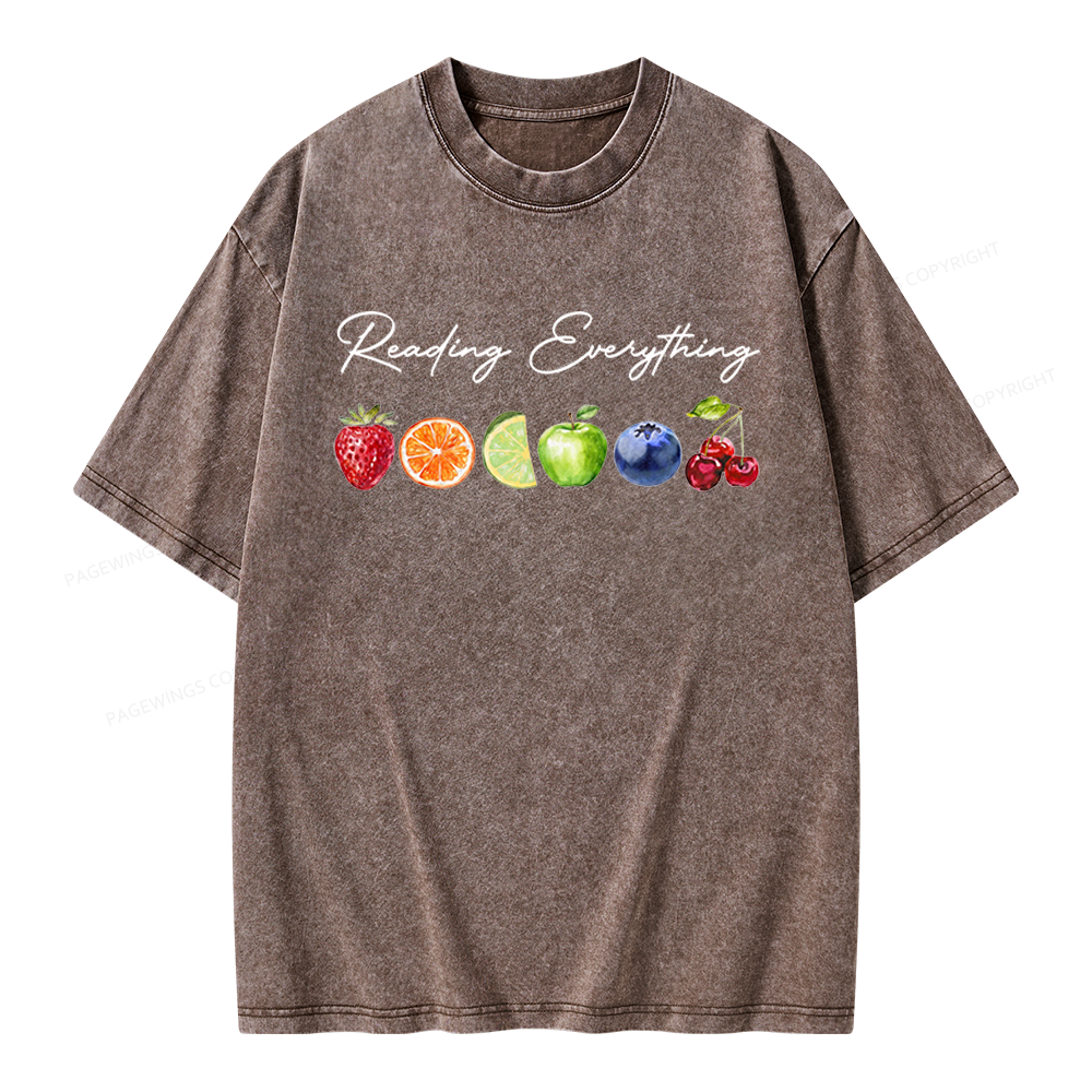 Pagewings Reading Everything Unisex Washed T-shirt