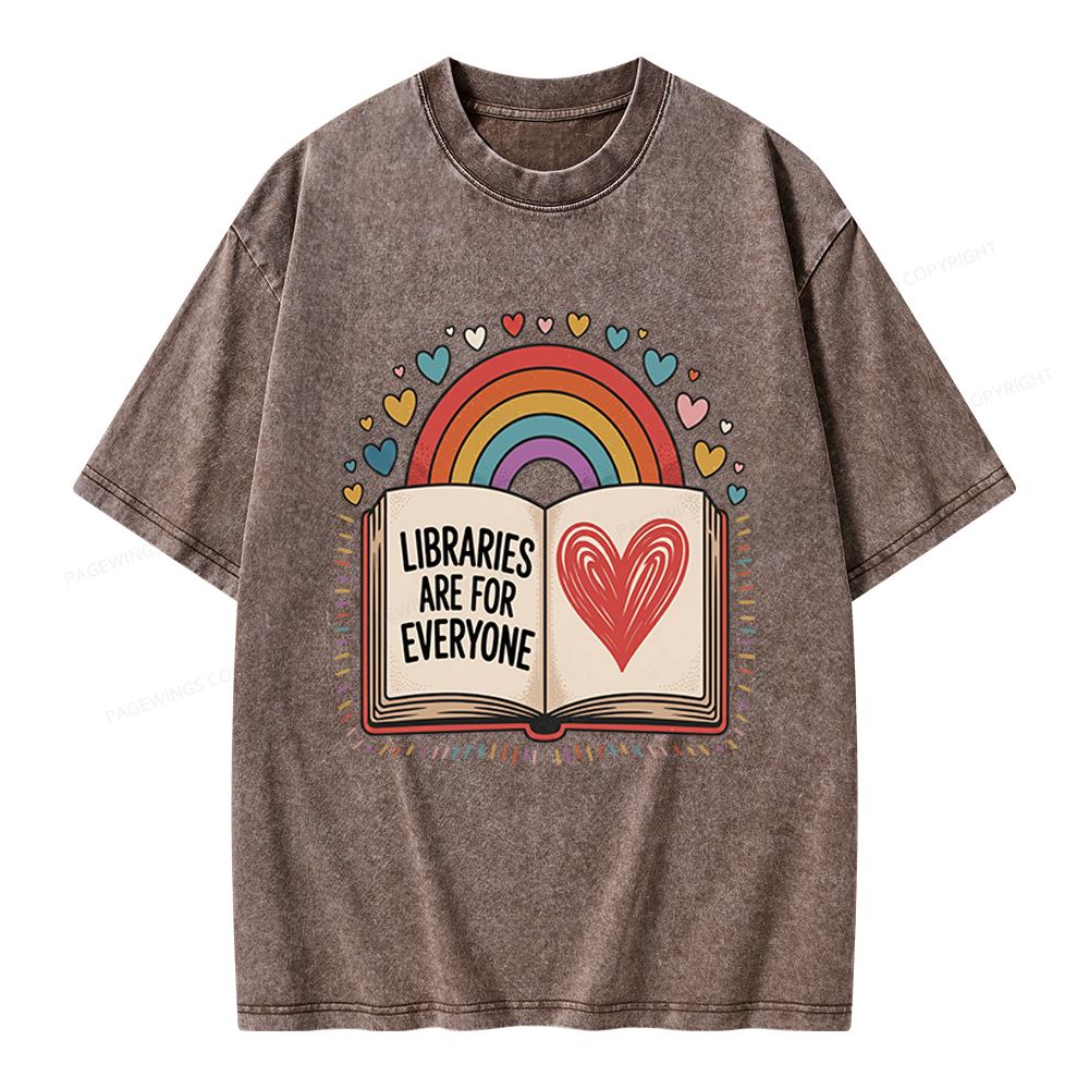 Pagewings Libraries Are For Everyone Unisex Washed T-shirt