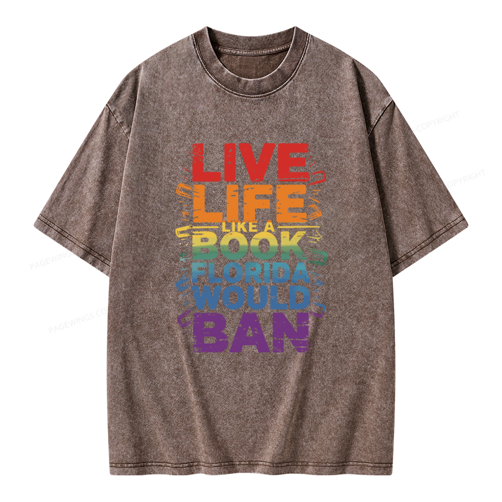Pagewings Live Life Like A Book Unisex Washed T-shirt
