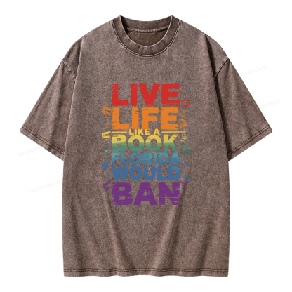 Pagewings Live Life Like A Book Unisex Washed T-shirt