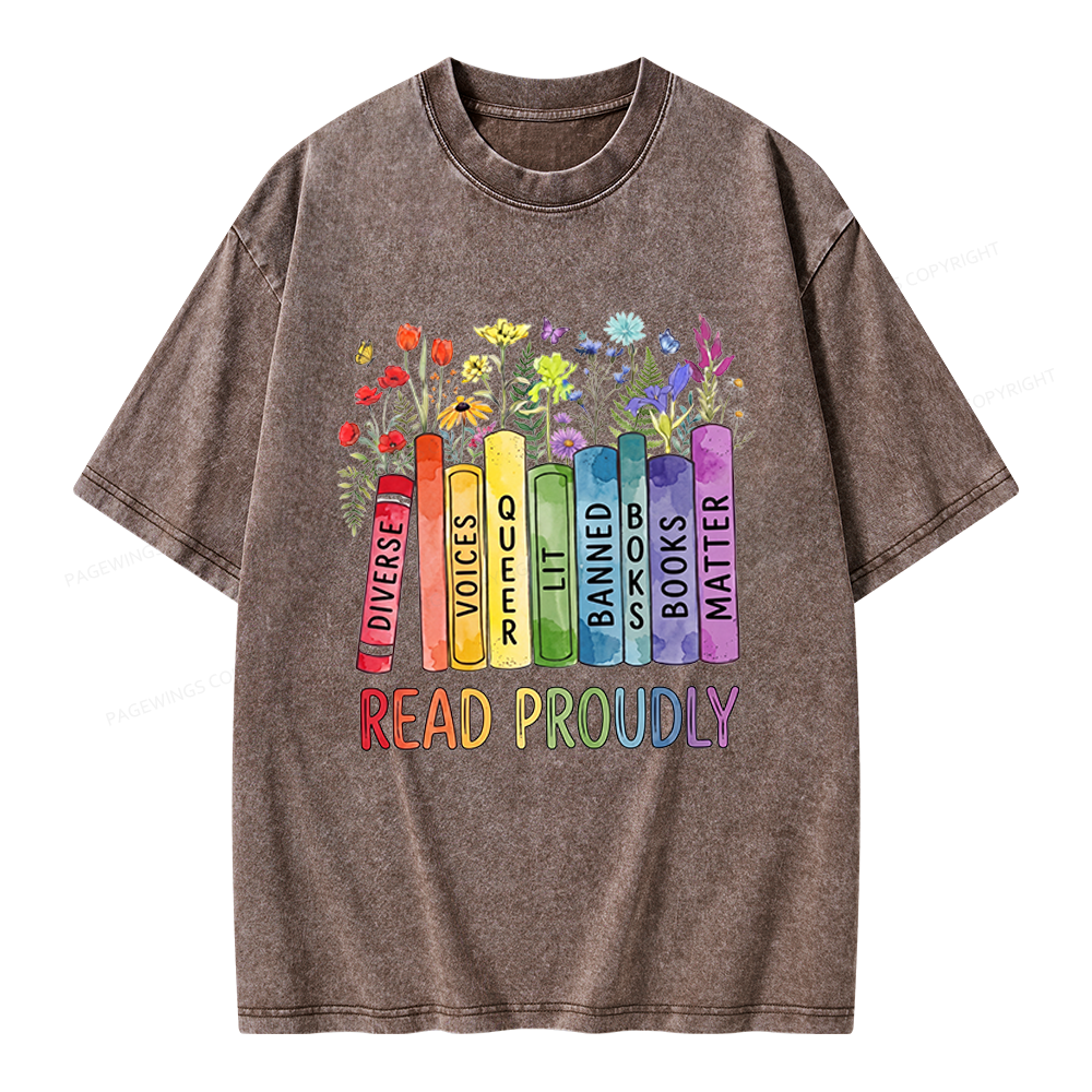 Pagewings Read Proudly Unisex Washed T-shirt