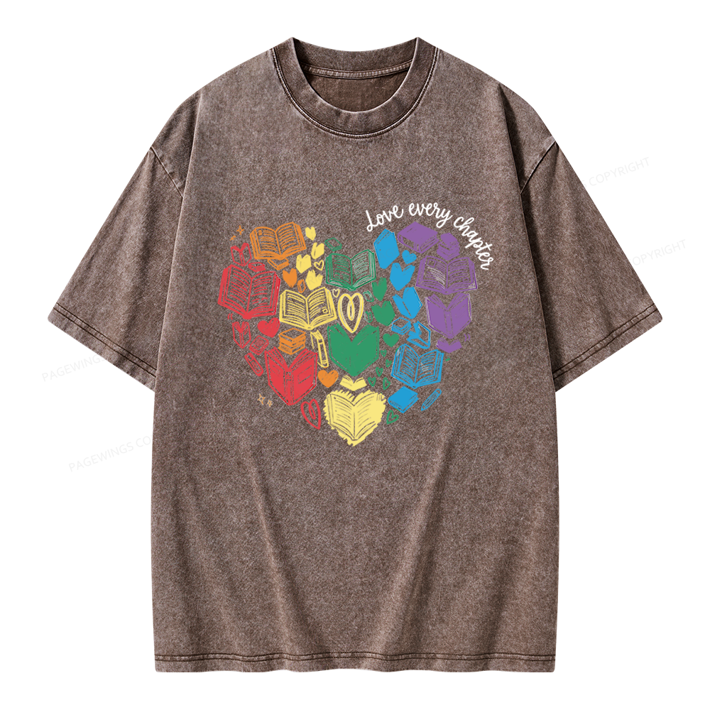 Pagewings Love Every Chapter Unisex Washed T-shirt