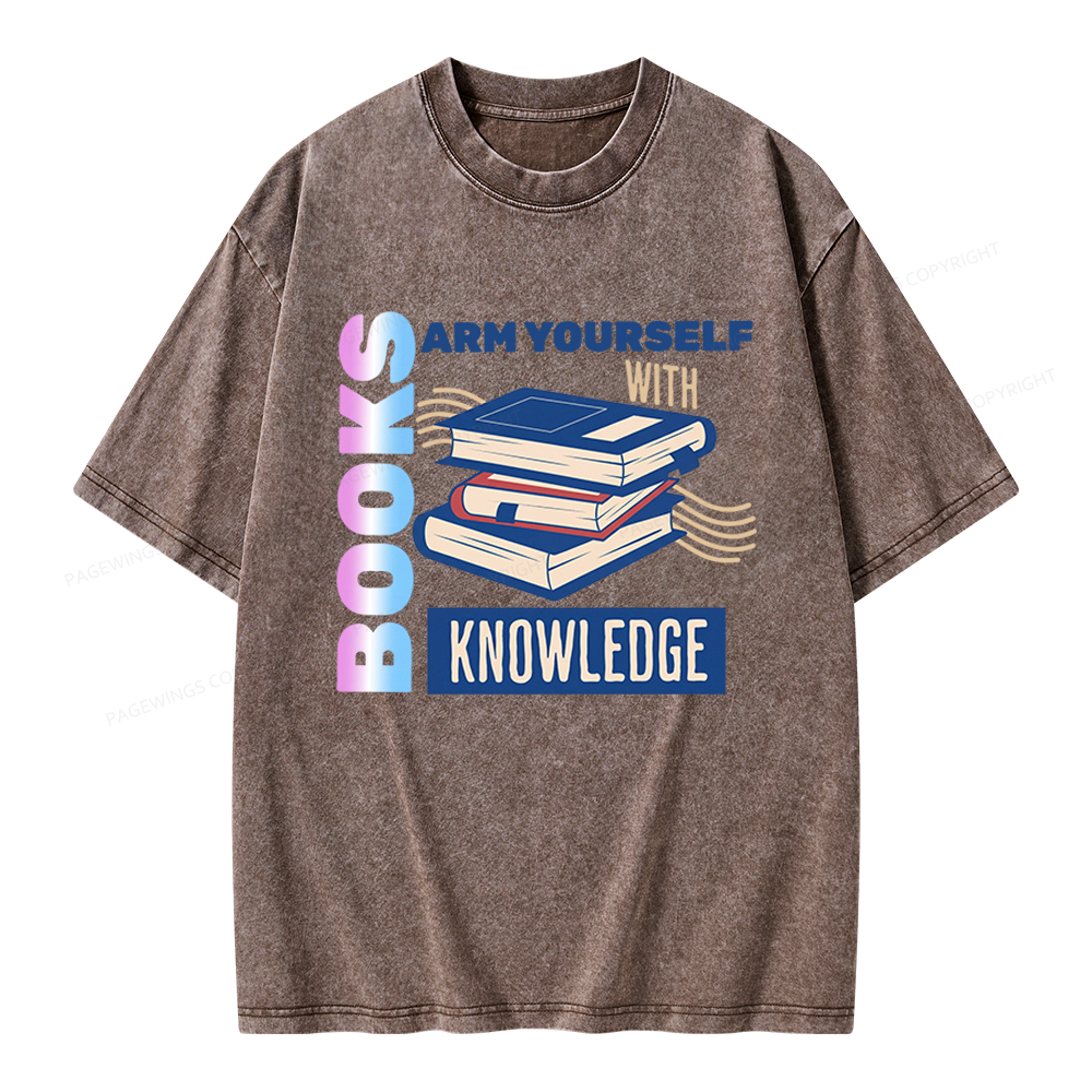Pagewings Arm Yourself With Knowledge Unisex Washed T-shirt