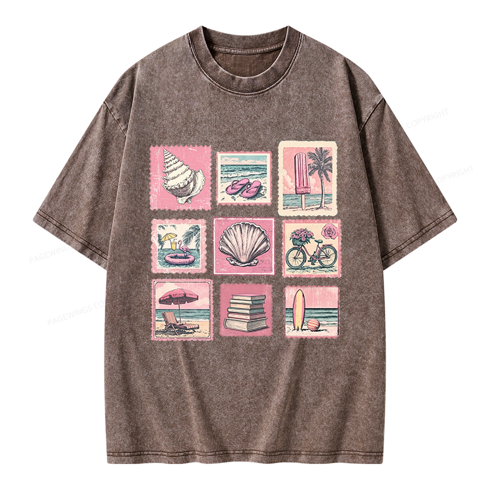 Pagewings Beach Summer Unisex Washed T-shirt
