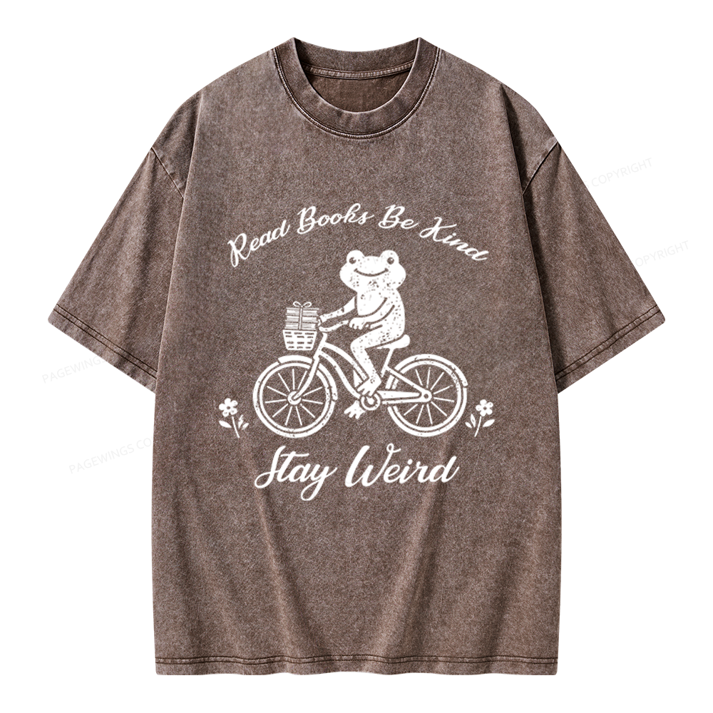 Pagewings Read Books Be Kind Stay Weird Unisex Washed T-shirt