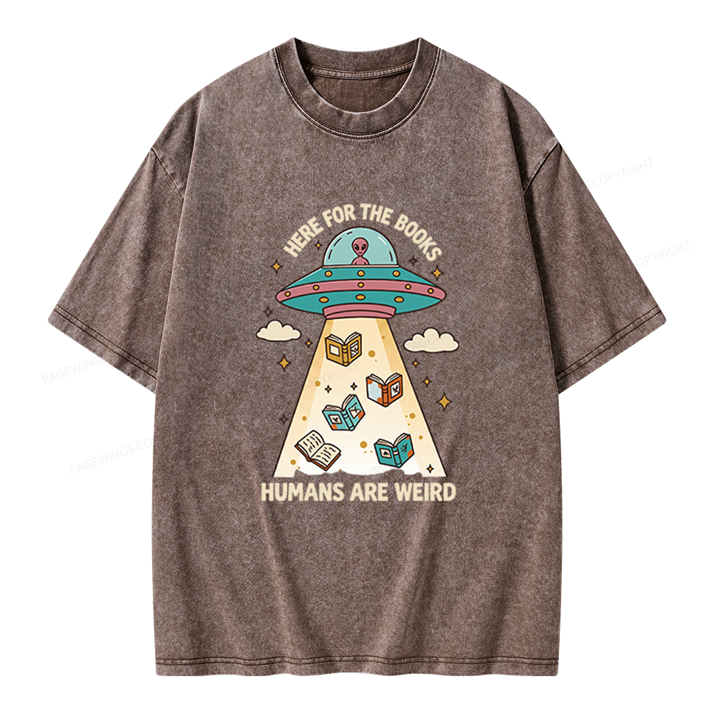 Pagewings Here For The Books Unisex Washed T-shirt