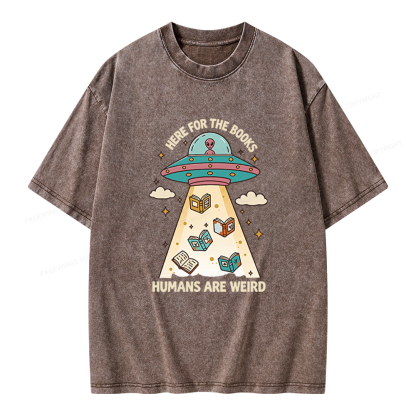Pagewings Here For The Books Unisex Washed T-shirt