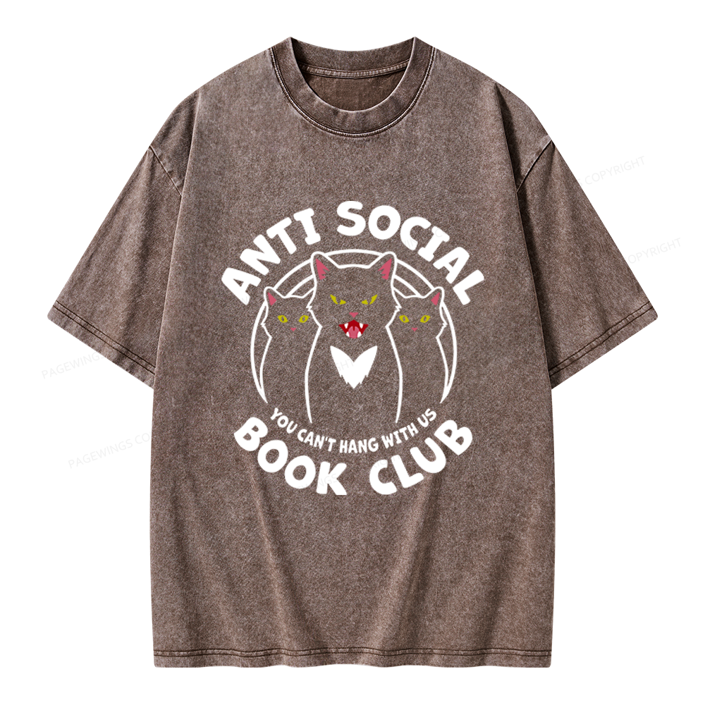 Pagewings Anti Social Book Club Unisex Washed T-shirt