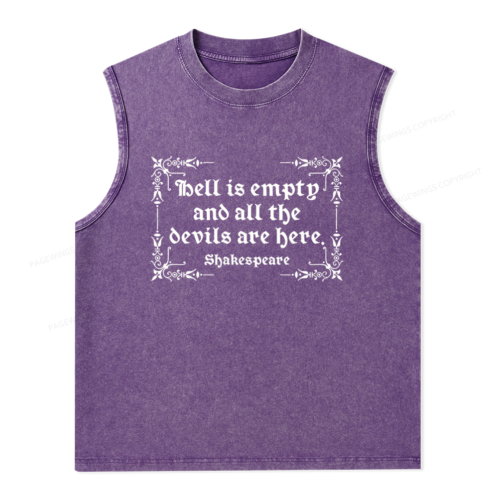 Pagewings Hell Is Empty Unisex Washed Tank Top