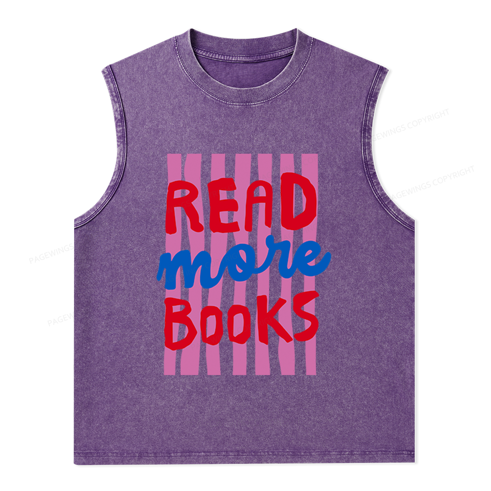 Pagewings Read More Books Unisex Washed Tank Top