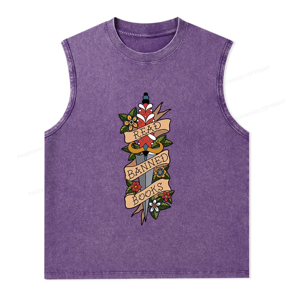 Pagewings Banned Books Unisex Washed Tank Top
