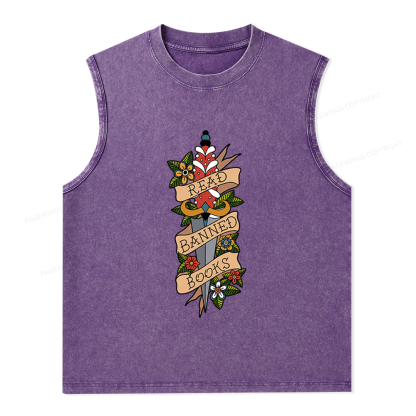 Pagewings Banned Books Unisex Washed Tank Top