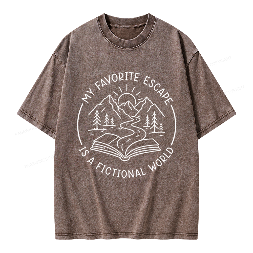 Pagewings My Favorite Escape Is A Fictional World Unisex Washed T-shirt