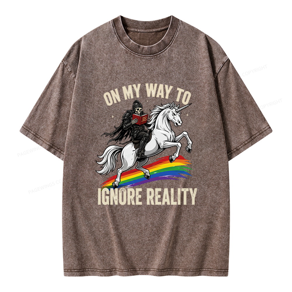 Pagewings On My Way To Ignore Reality Unisex Washed T-shirt