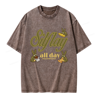 Pagewings Silflay All Day Unisex Washed T-shirt