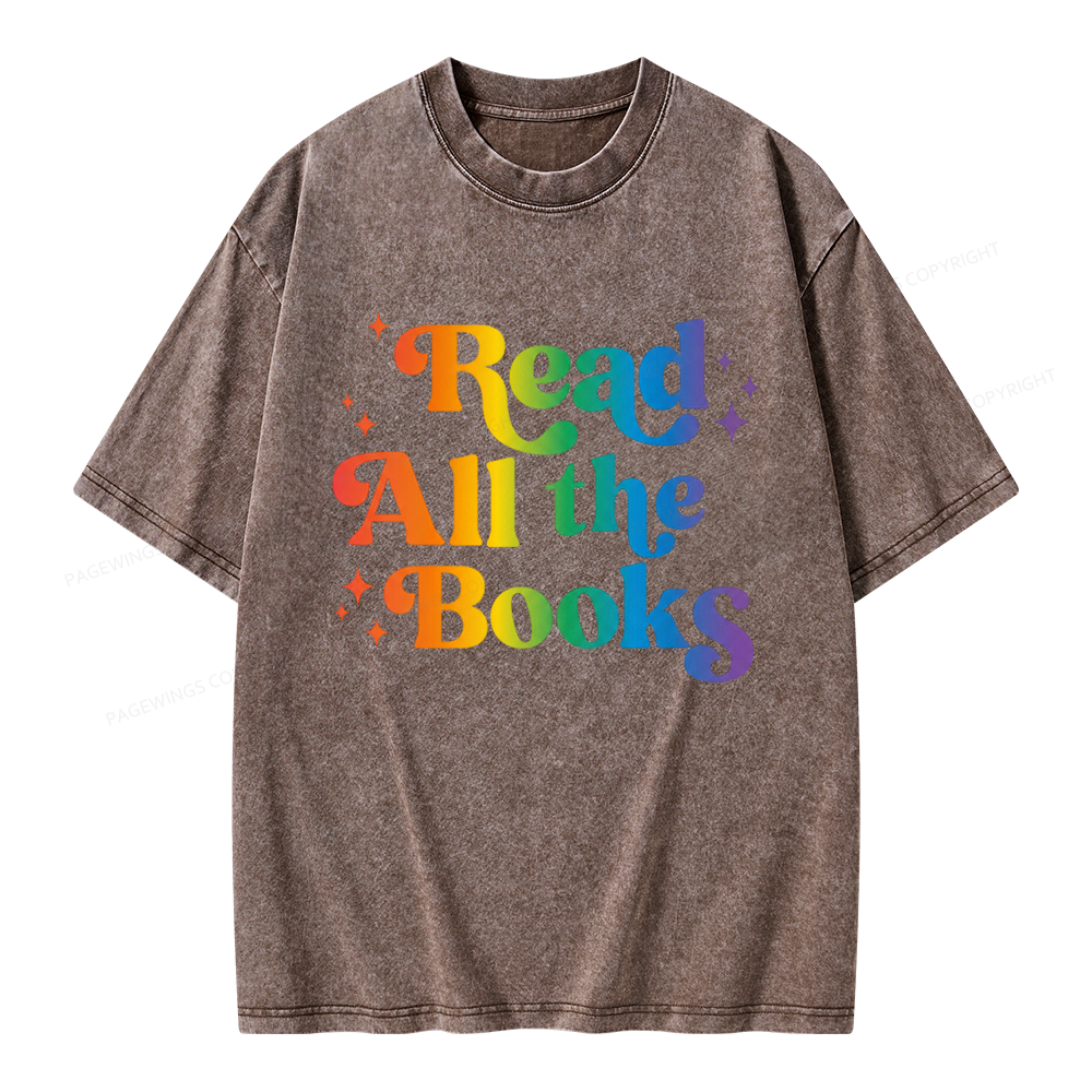 Pagewings Read All the Books Unisex Washed T-shirt