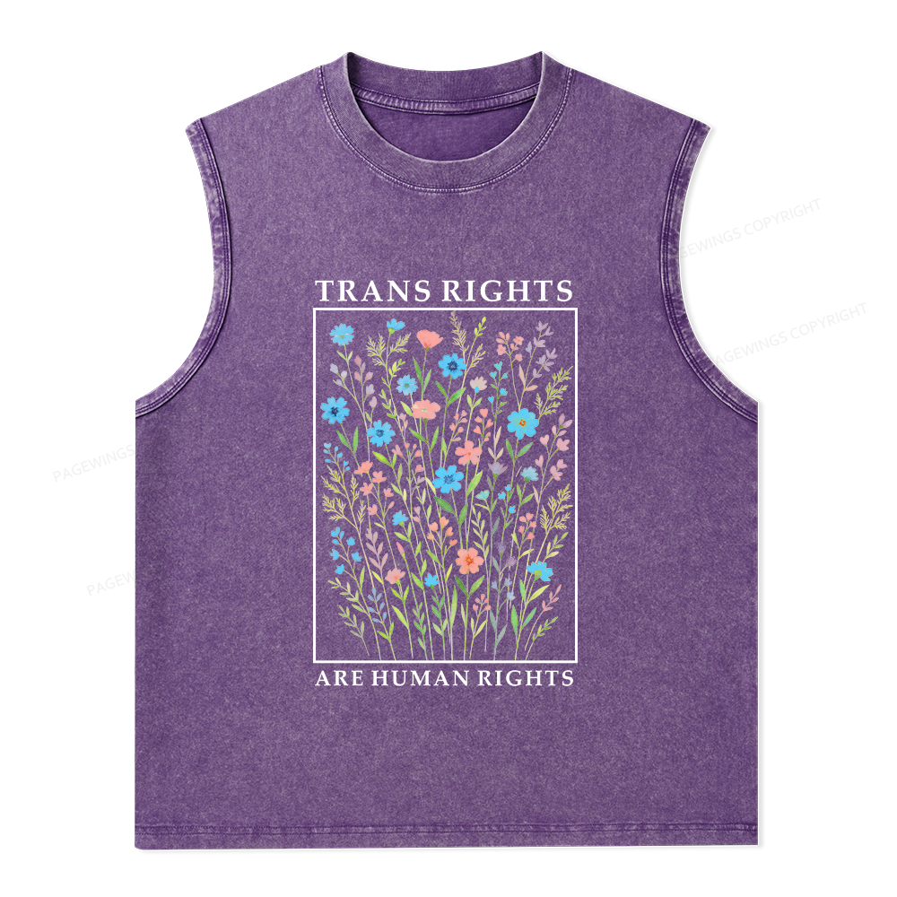 Pagewings Trans Rights Are Human Rights Unisex Washed Tank Top