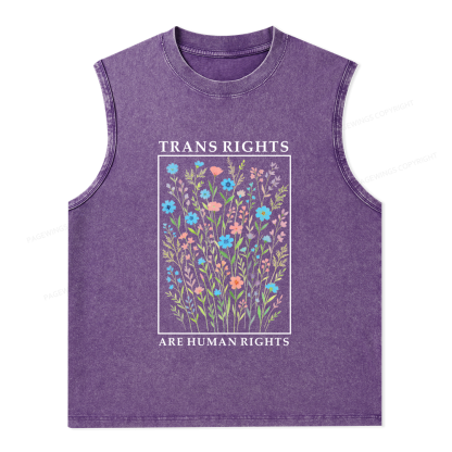 Pagewings Trans Rights Are Human Rights Unisex Washed Tank Top