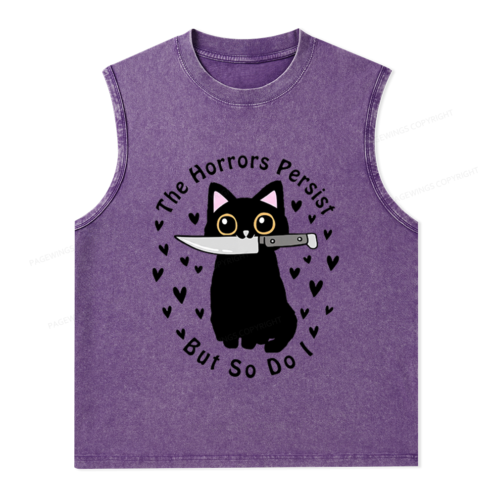 Pagewings The Horrors Persist But So Do I Unisex Washed Tank Top