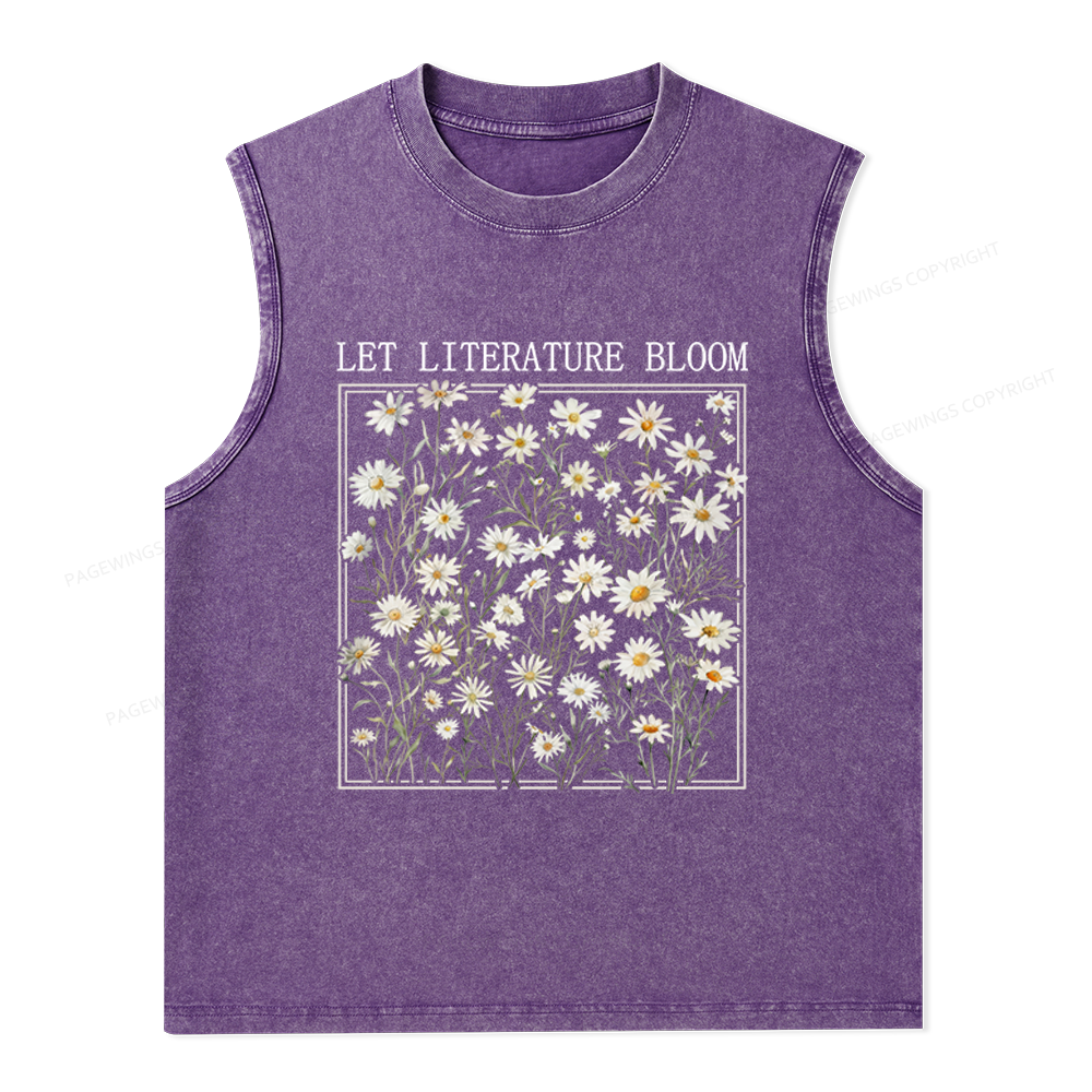 Pagewings Let Literature Bloom Unisex Washed Tank Top