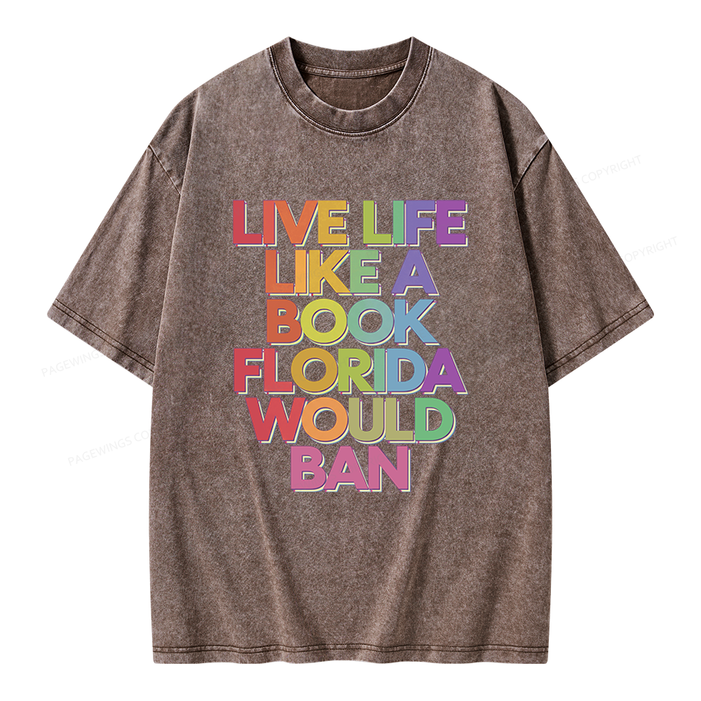 Pagewings Live Life Like A Book Unisex Washed T-shirt