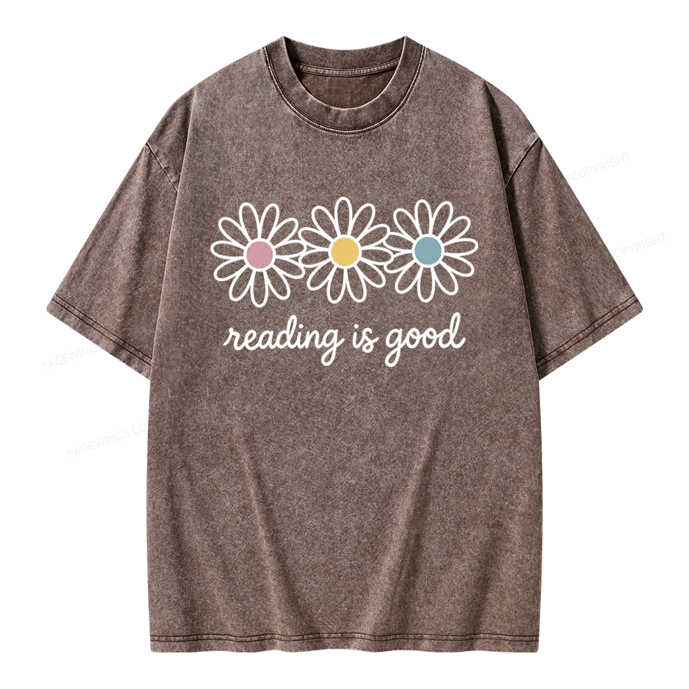 Pagewings Reading Is Good Unisex Washed T-shirt