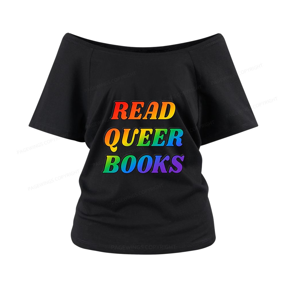 Pagewings Queer Books Women Off Shoulder T-shirts