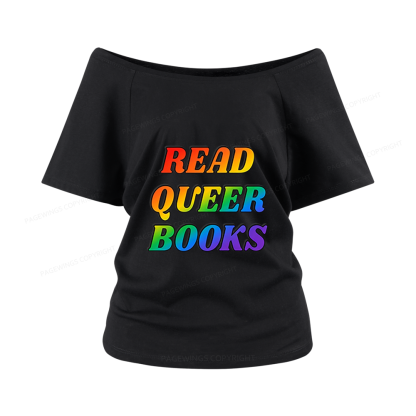 Pagewings Queer Books Women Off Shoulder T-shirts