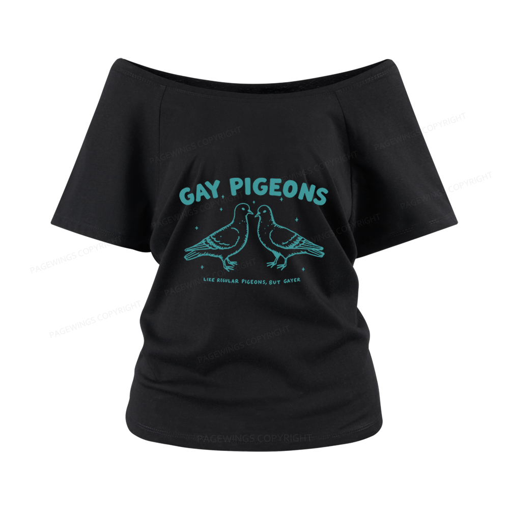Pagewings Gay Pigeons Women Off Shoulder T-shirts