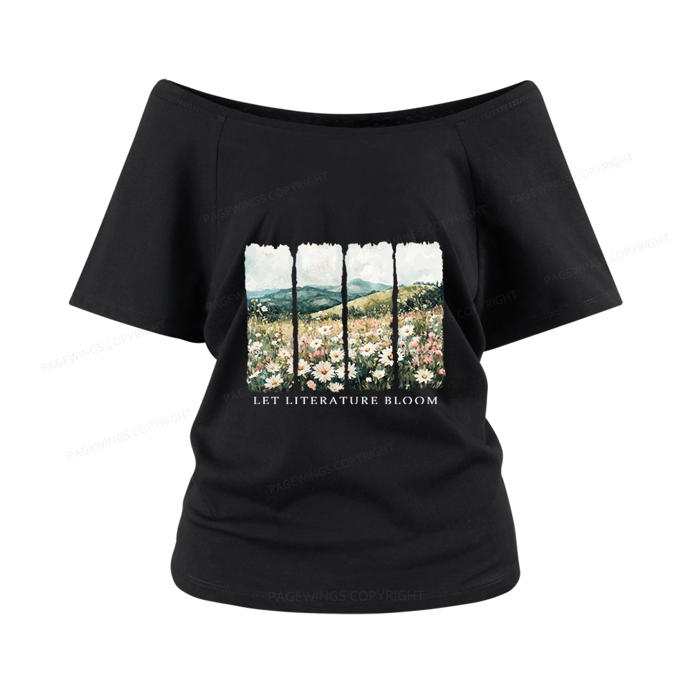 Pagewings Let Literature Bloom Women Off Shoulder T-shirts