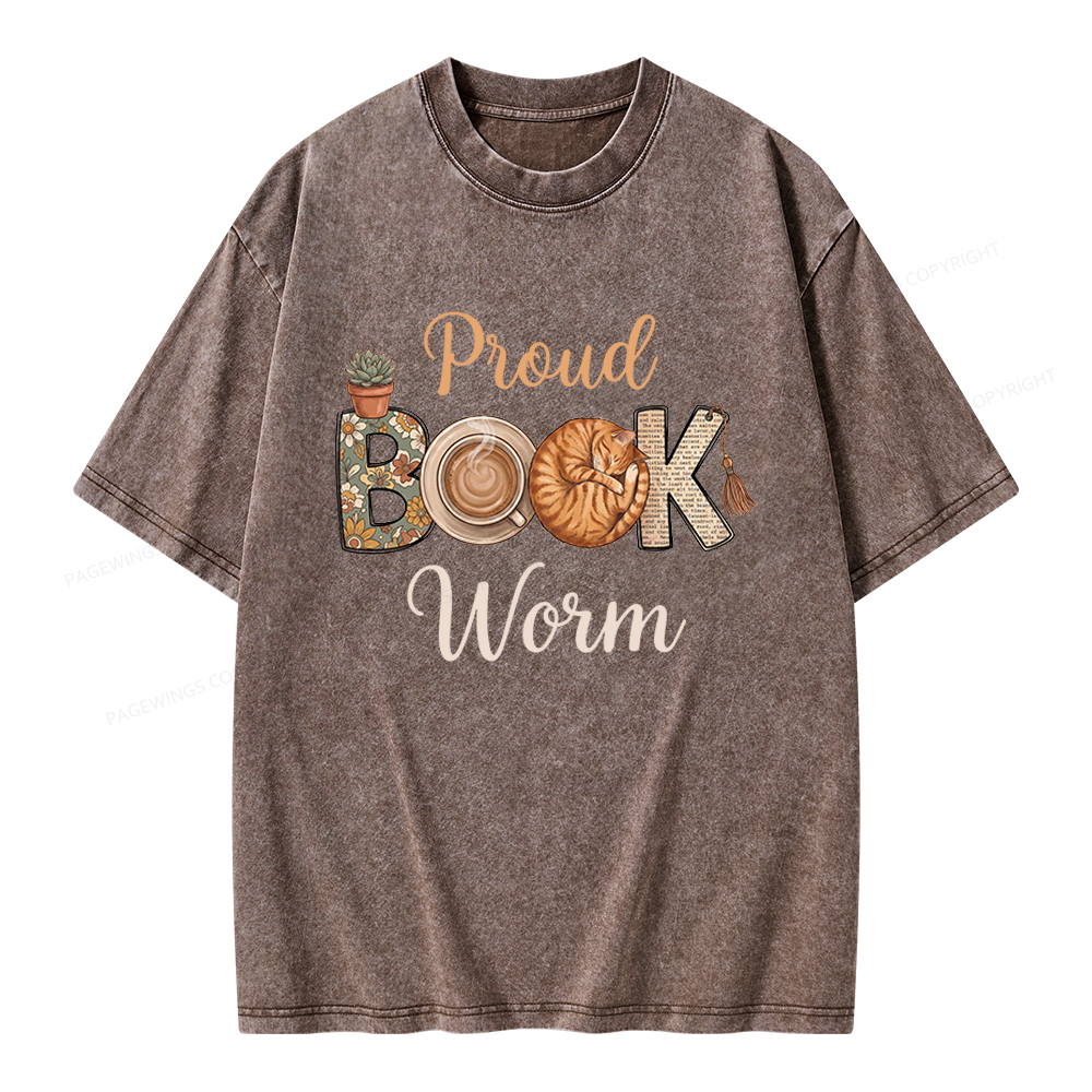 Pagewings Proud Book Worm Unisex Washed T-shirt