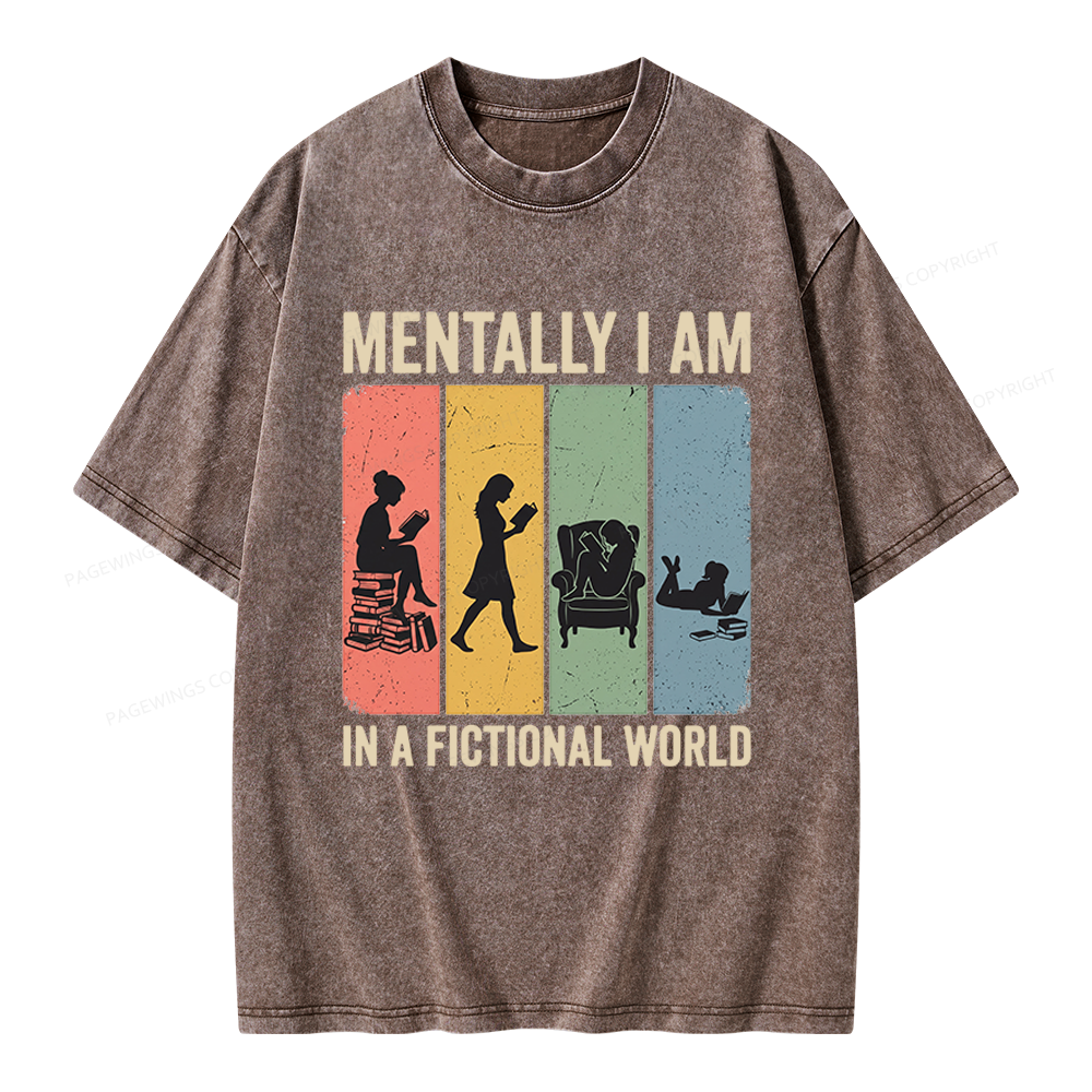 Pagewings Reading In A Fictional World Unisex Washed T-shirt