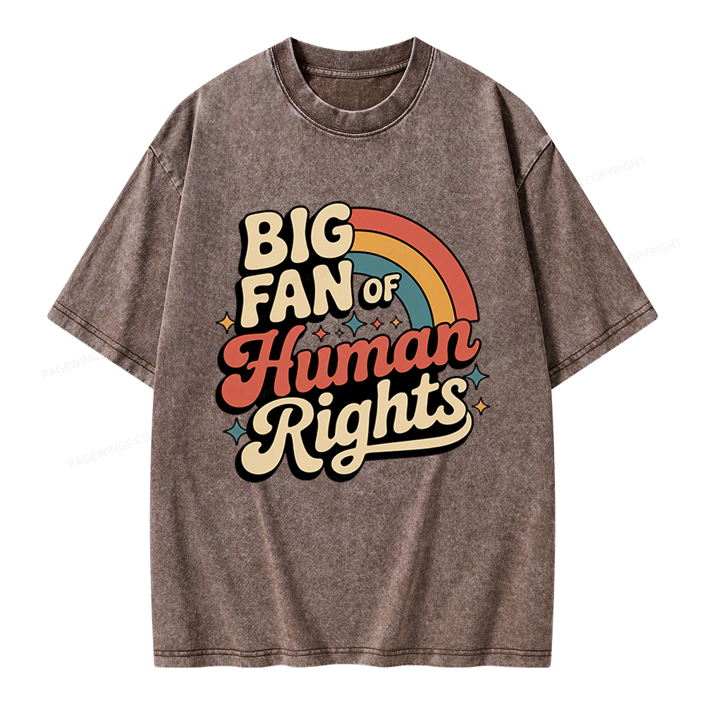 Pagewings Big Fan of Human Rights Unisex Washed T-shirt