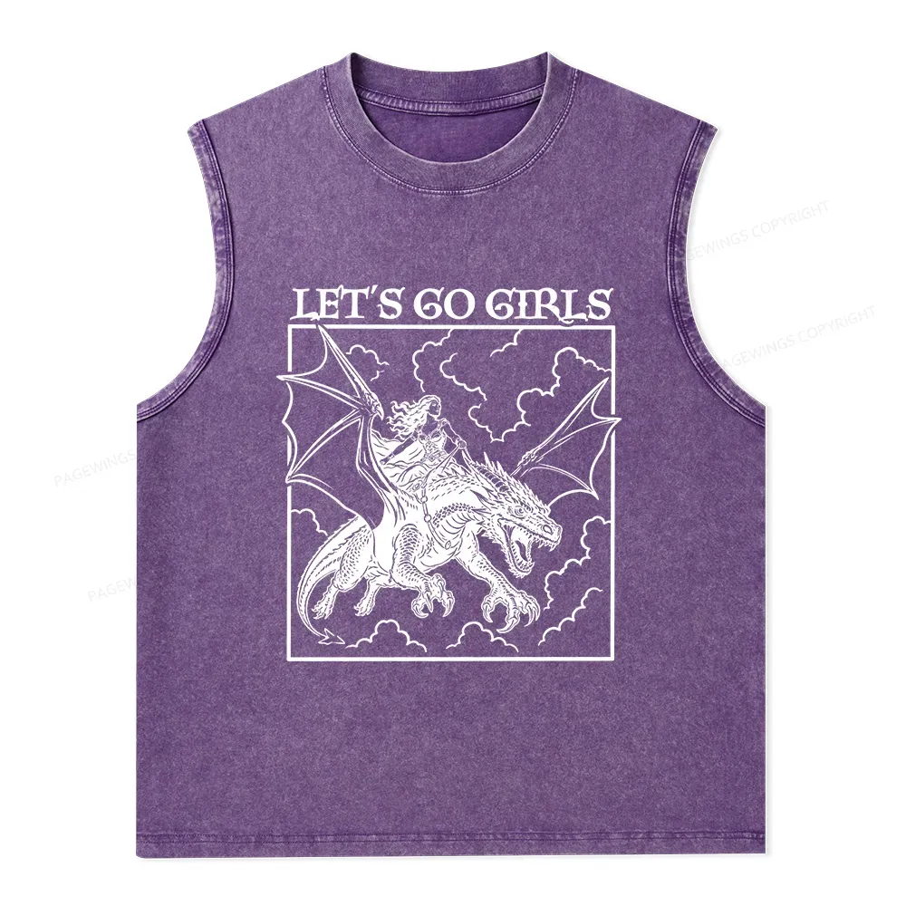 Pagewing Let's Go Girls Bookish Unisex Washed Tank Top