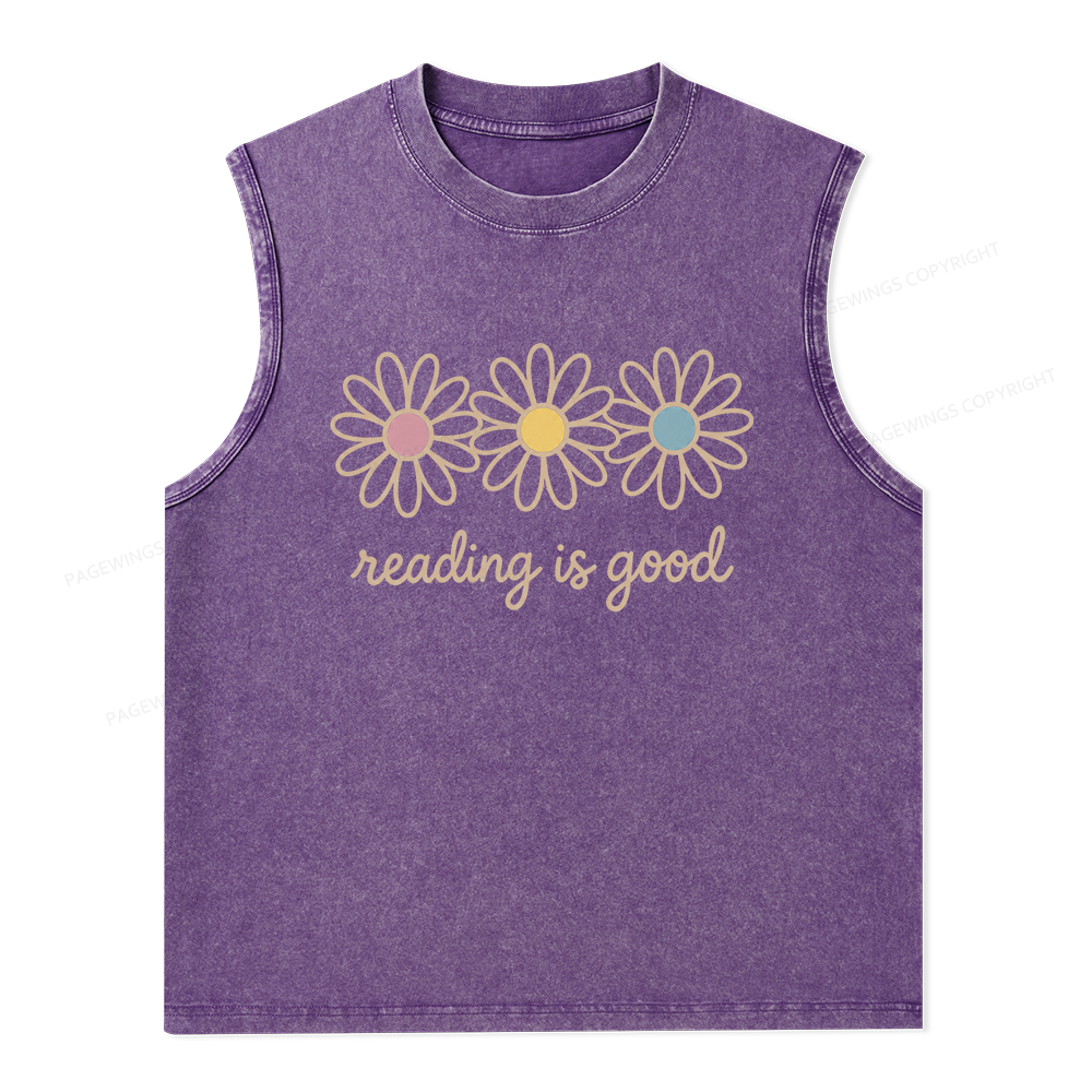 Pagewings Reading Is Good Unisex Washed Tank Top